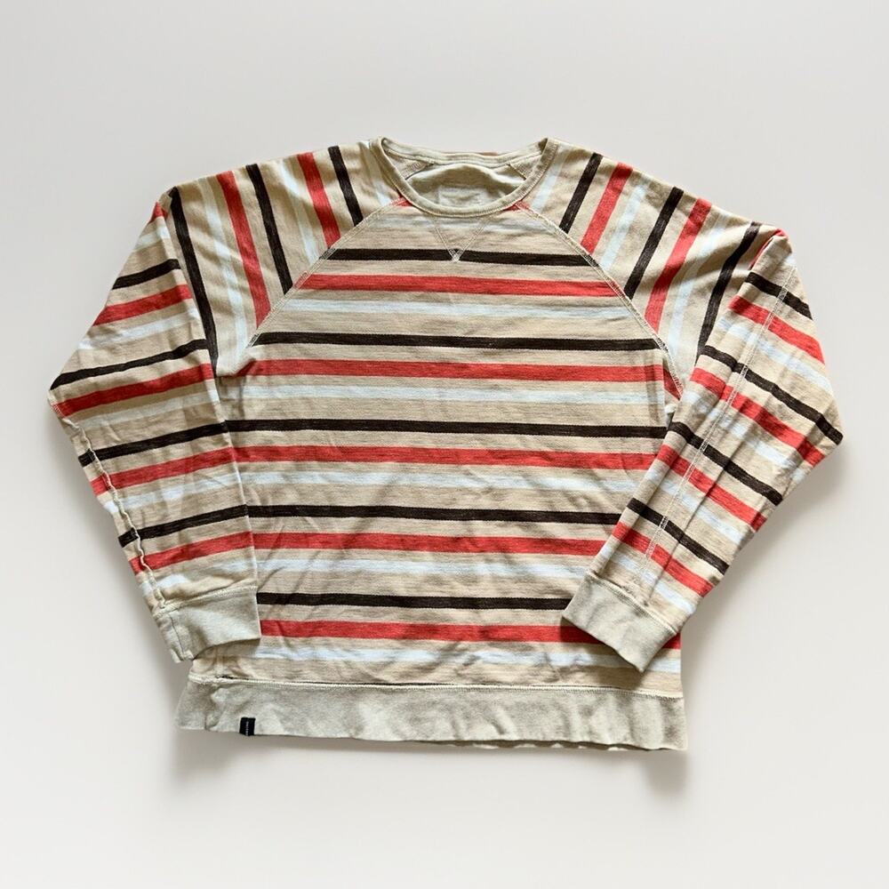 PrAna Crewneck Long Sleeve Shirt Men's Size Large Pullover Crew Striped Organic